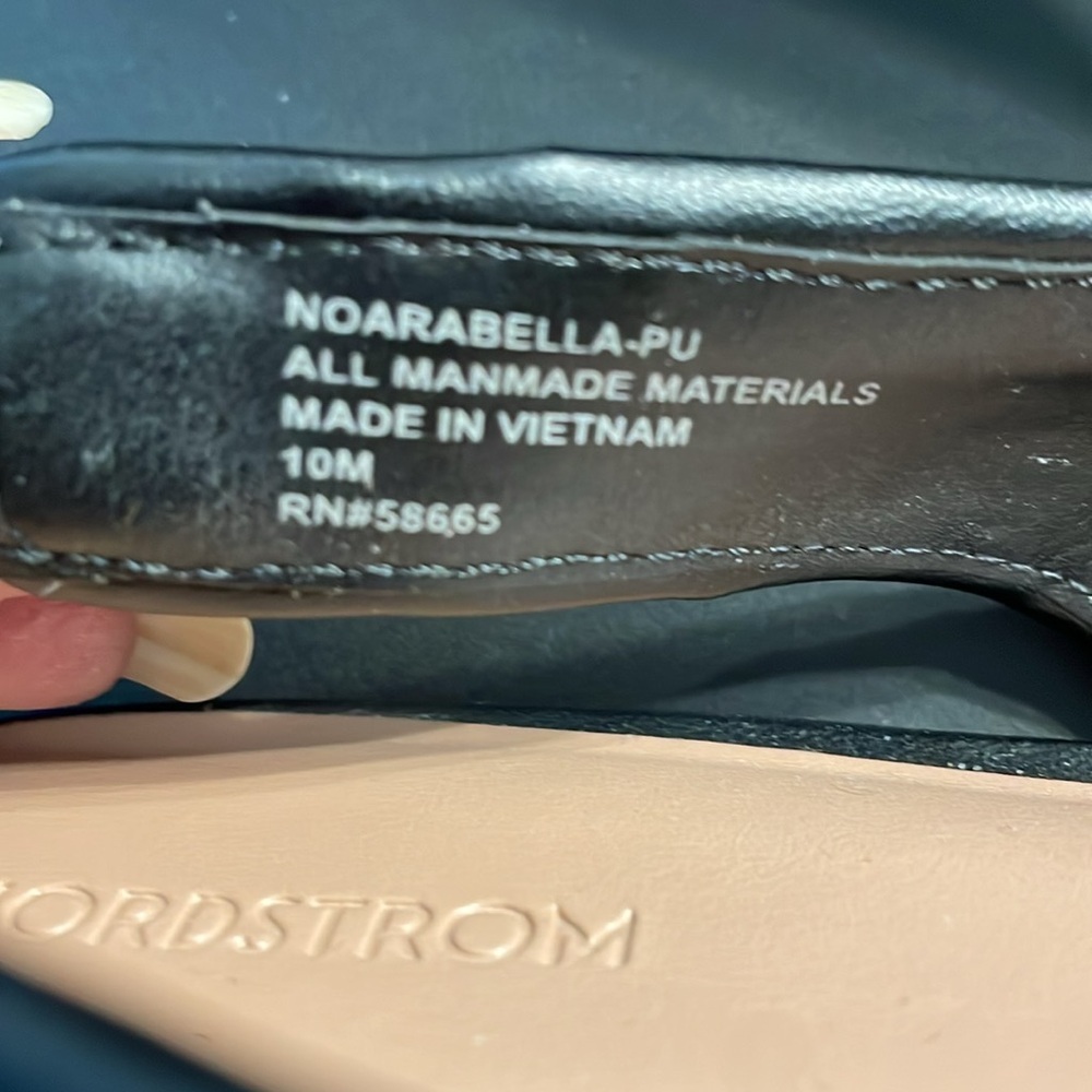 Nordstrom Arabella Slingbacks Woven Flats Size 10M Black Square Toe - Picture 9 of 10